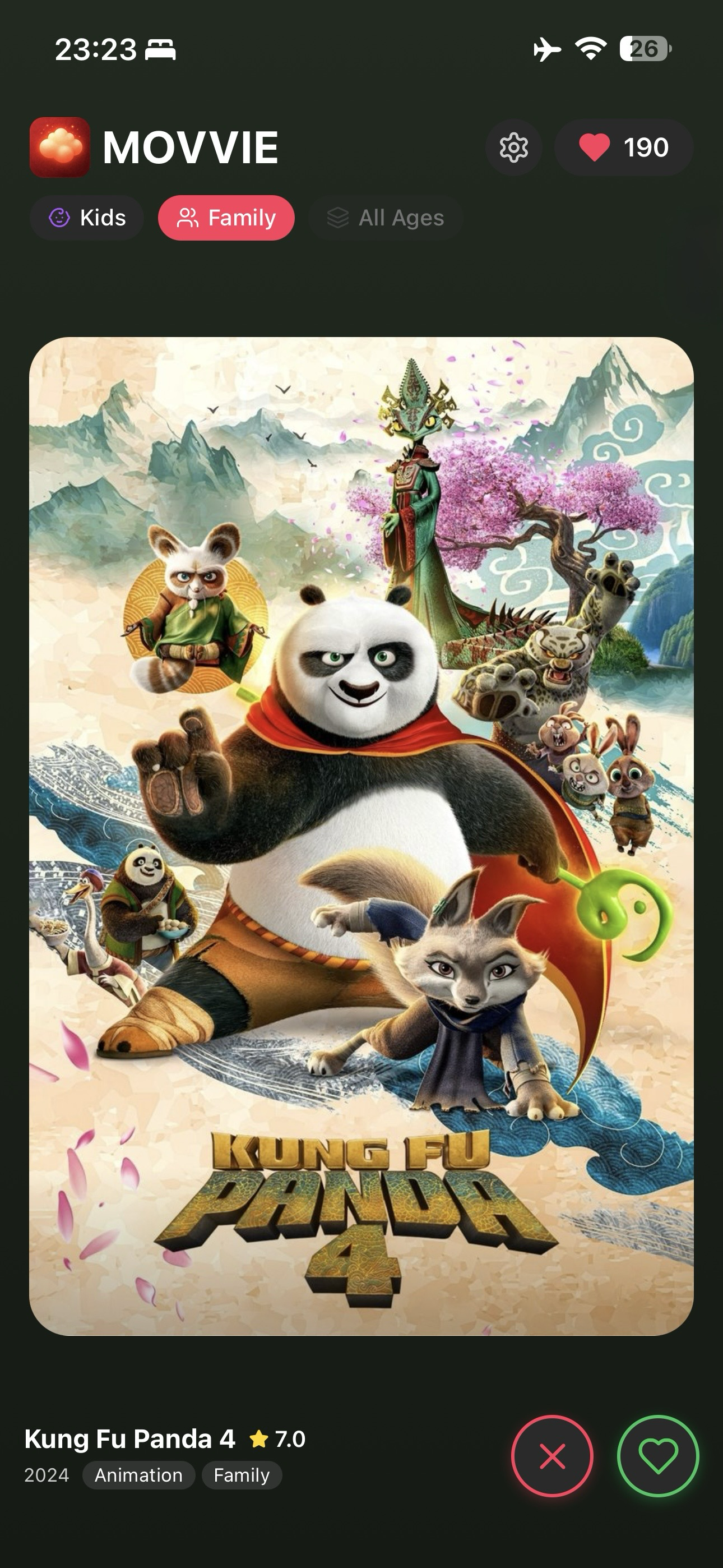 Swipe through movies