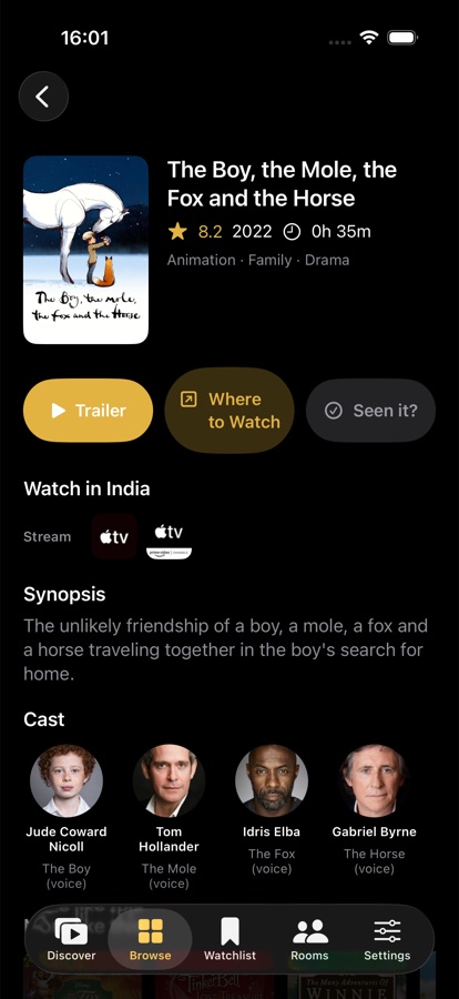 Movie detail with where to watch